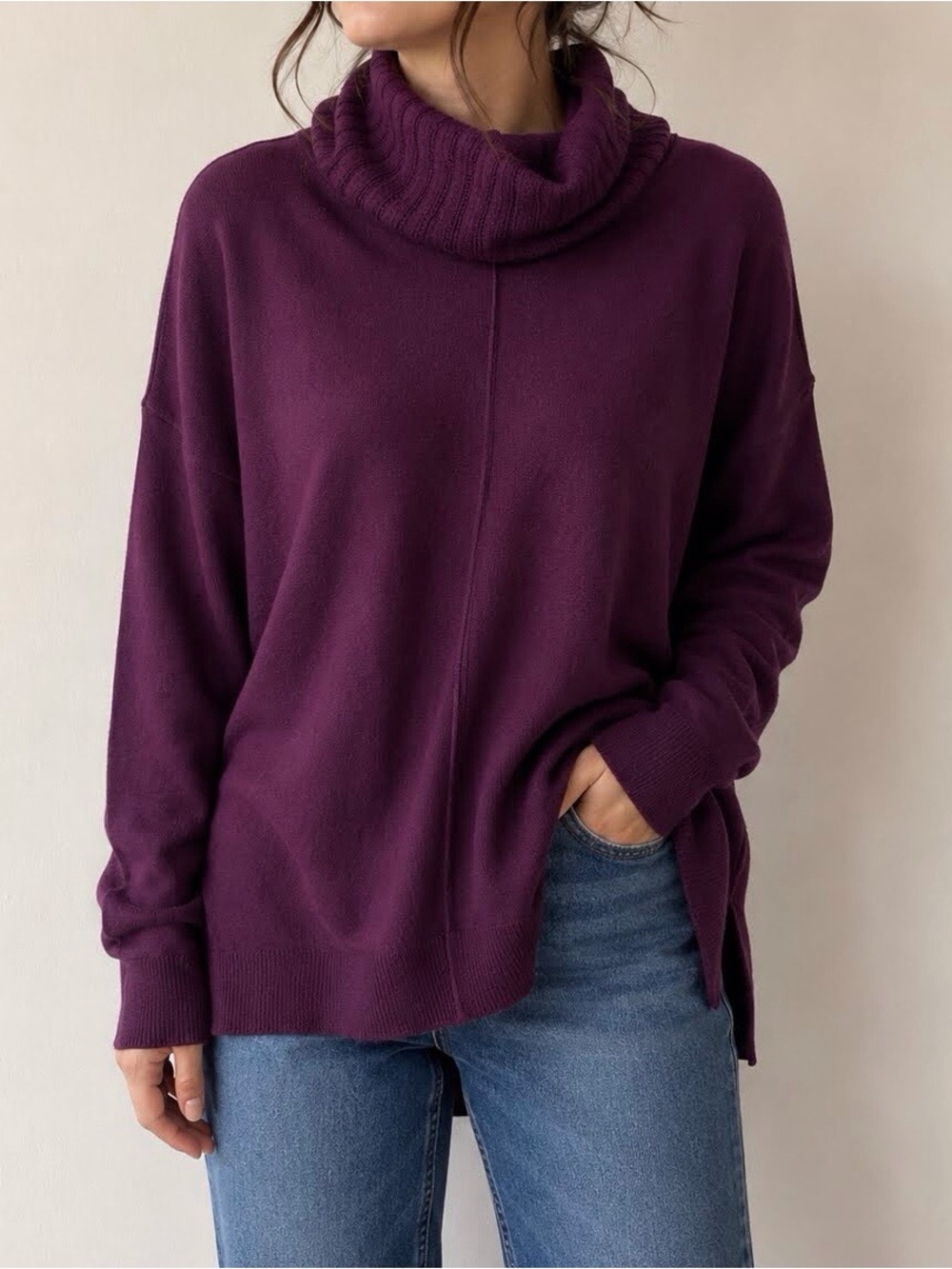 Plum Cowl Neck Sweater